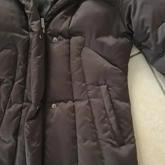 Calvin Klein Brown Long Puffer Down Hooded Coat - Size XS- Excellent Condition - Picture 5 of 16
